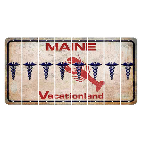 Maine Lobster Vacationland Cut License Plate Strips (Set of 8) Caduceus