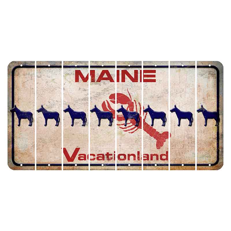 Maine Lobster Vacationland Cut License Plate Strips (Set of 8) Donkey