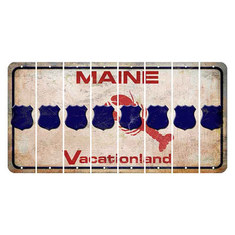 Maine Lobster Vacationland Cut License Plate Strips (Set of 8) Police Badge