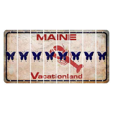 Maine Lobster Vacationland Cut License Plate Strips (Set of 8) Butterfly