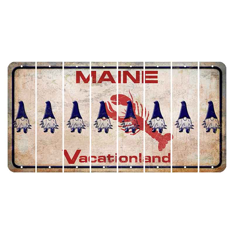 Maine Lobster Vacationland Cut License Plate Strips (Set of 8) Gnome