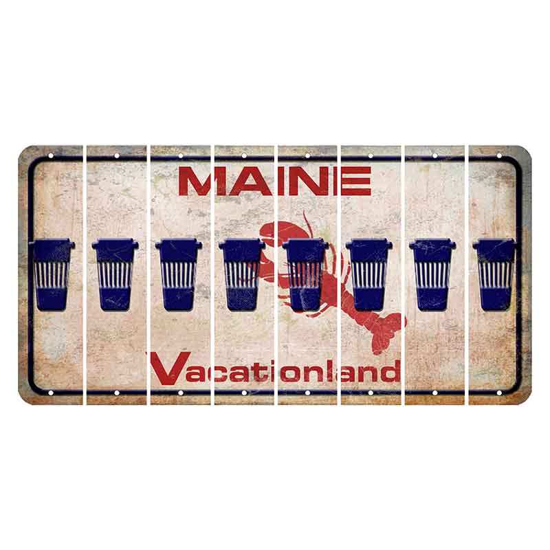 Maine Lobster Vacationland Cut License Plate Strips (Set of 8) Latte