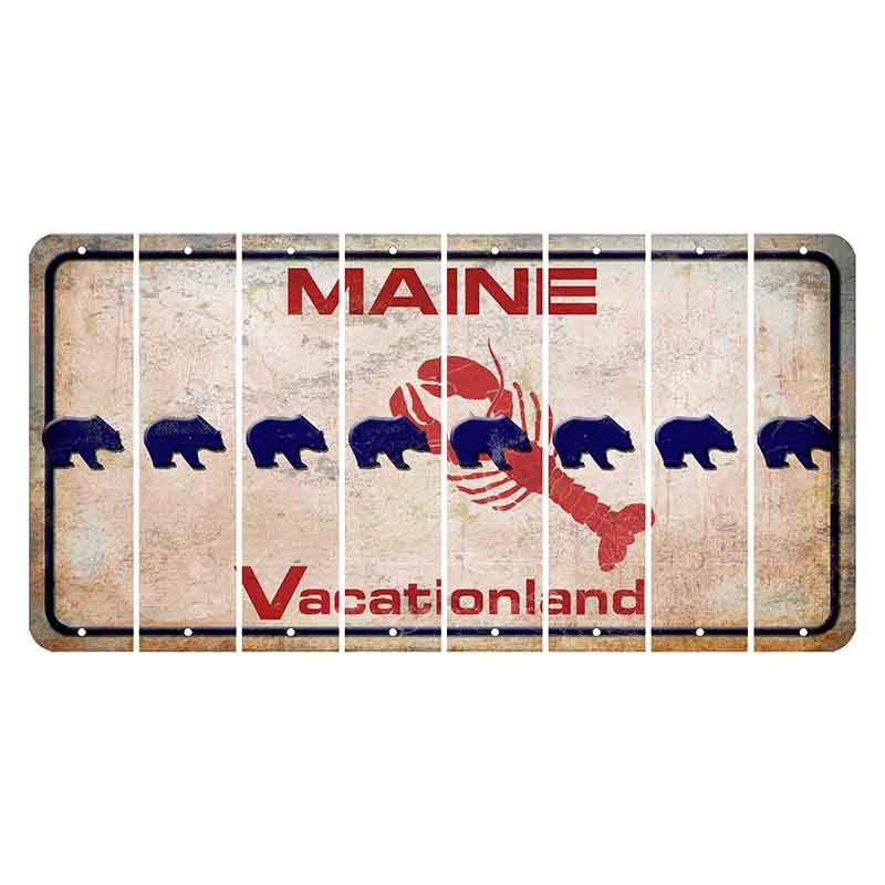 Maine Lobster Vacationland Cut License Plate Strips (Set of 8) Bear
