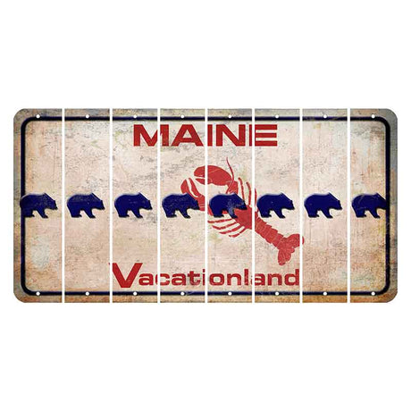 Maine Lobster Vacationland Cut License Plate Strips (Set of 8) Bear