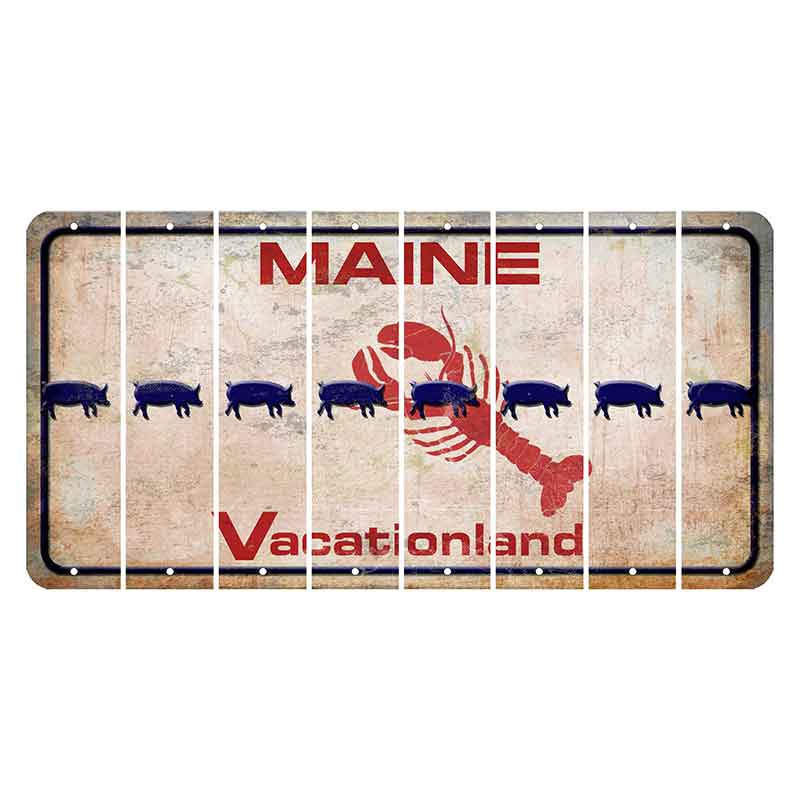 Maine Lobster Vacationland Cut License Plate Strips (Set of 8) Pig