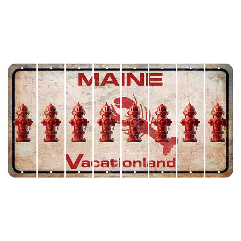 Maine Lobster Vacationland Cut License Plate Strips (Set of 8) Fire Hydrant