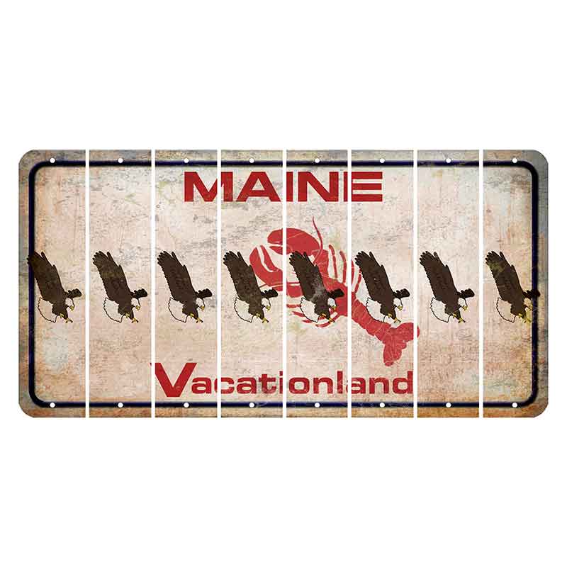 Maine Lobster Vacationland Cut License Plate Strips (Set of 8) Bald Eagle