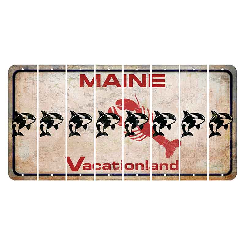 Maine Lobster Vacationland Cut License Plate Strips (Set of 8) Whale