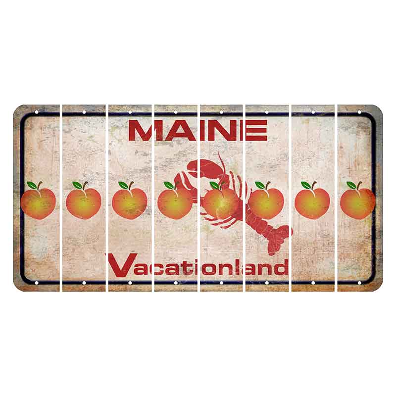 Maine Lobster Vacationland Cut License Plate Strips (Set of 8) Peach