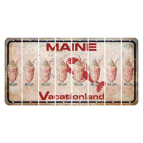 Maine Lobster Vacationland Cut License Plate Strips (Set of 8) Milkshake