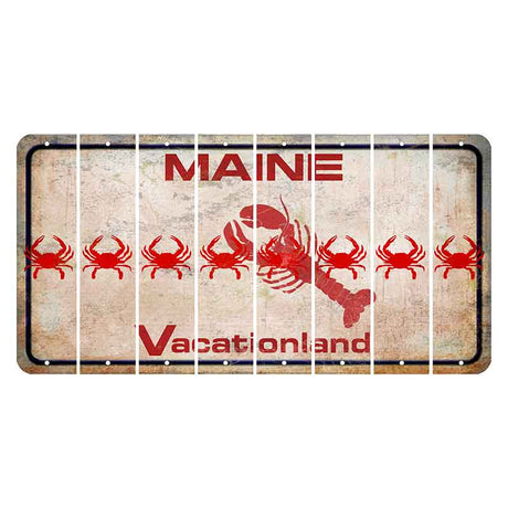 Maine Lobster Vacationland Cut License Plate Strips (Set of 8) Crab