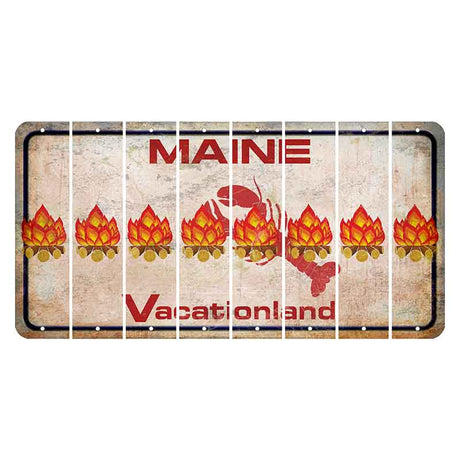 Maine Lobster Vacationland Cut License Plate Strips (Set of 8) Campfire