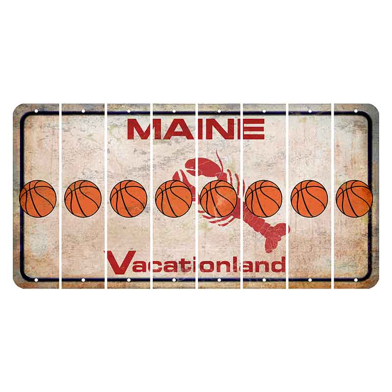 Maine Lobster Vacationland Cut License Plate Strips (Set of 8) Basketball