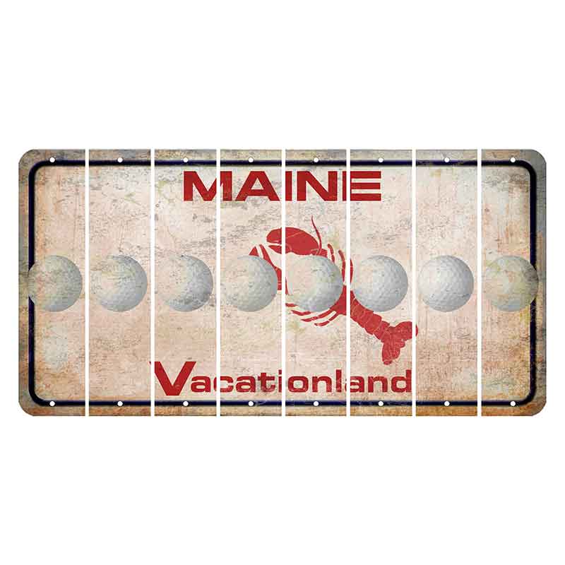 Maine Lobster Vacationland Cut License Plate Strips (Set of 8) Golfball