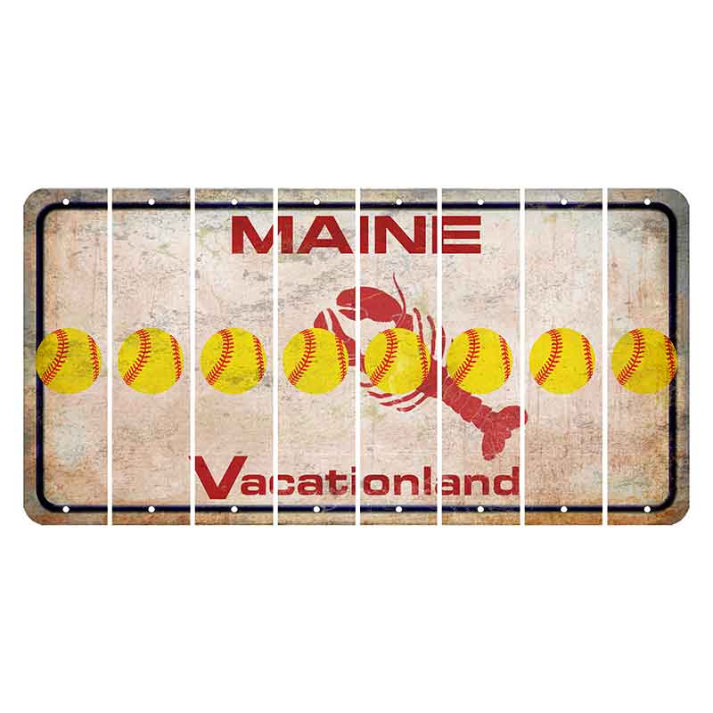 Maine Lobster Vacationland Cut License Plate Strips (Set of 8) Softball