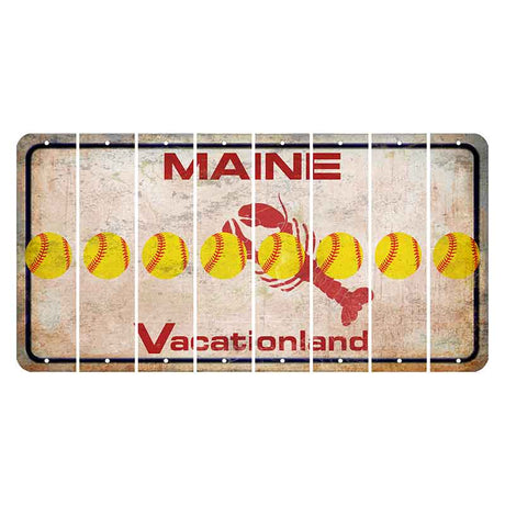 Maine Lobster Vacationland Cut License Plate Strips (Set of 8) Softball