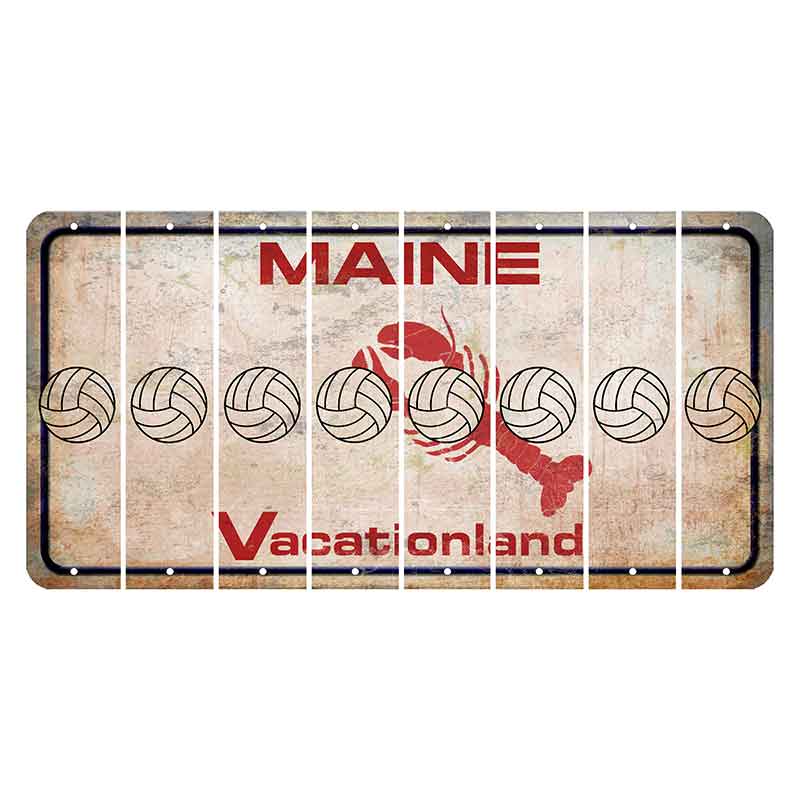 Maine Lobster Vacationland Cut License Plate Strips (Set of 8) Volleyball