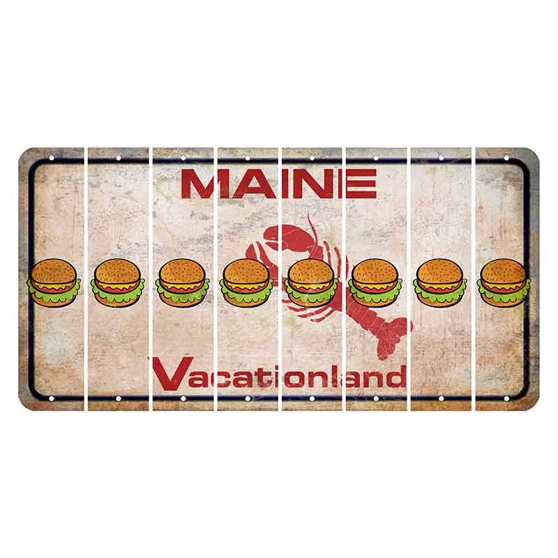 Maine Lobster Vacationland Cut License Plate Strips (Set of 8) Hamburger