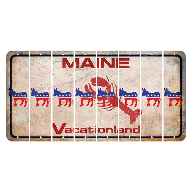 Maine Lobster Vacationland Cut License Plate Strips (Set of 8) Democrat