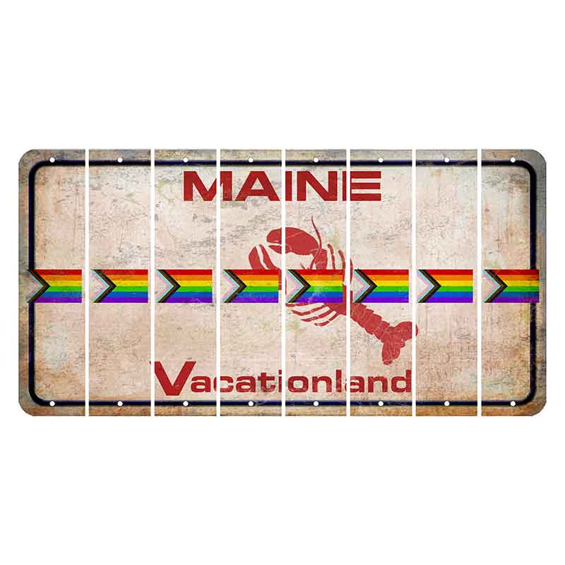 Maine Lobster Vacationland Cut License Plate Strips (Set of 8) LGBTQ Flag