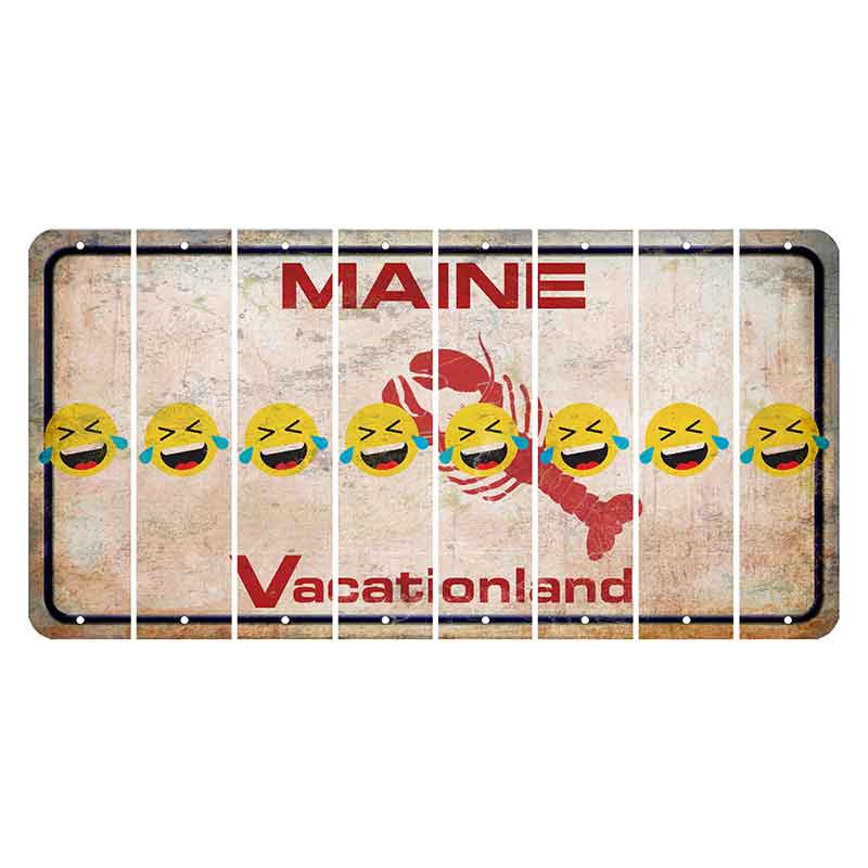 Maine Lobster Vacationland Cut License Plate Strips (Set of 8) Emoji - Laughing