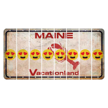 Maine Lobster Vacationland Cut License Plate Strips (Set of 8) Emoji - Heart Eyes