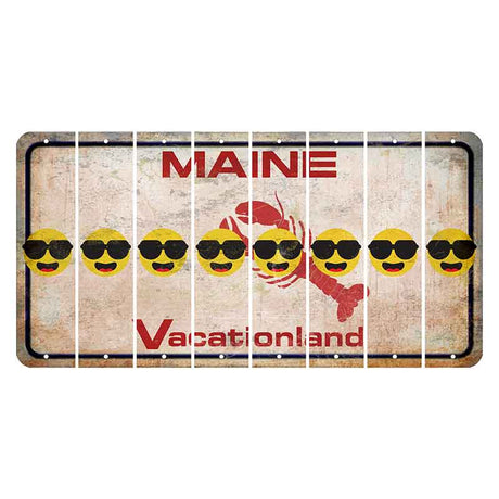 Maine Lobster Vacationland Cut License Plate Strips (Set of 8) Emoji - Shades