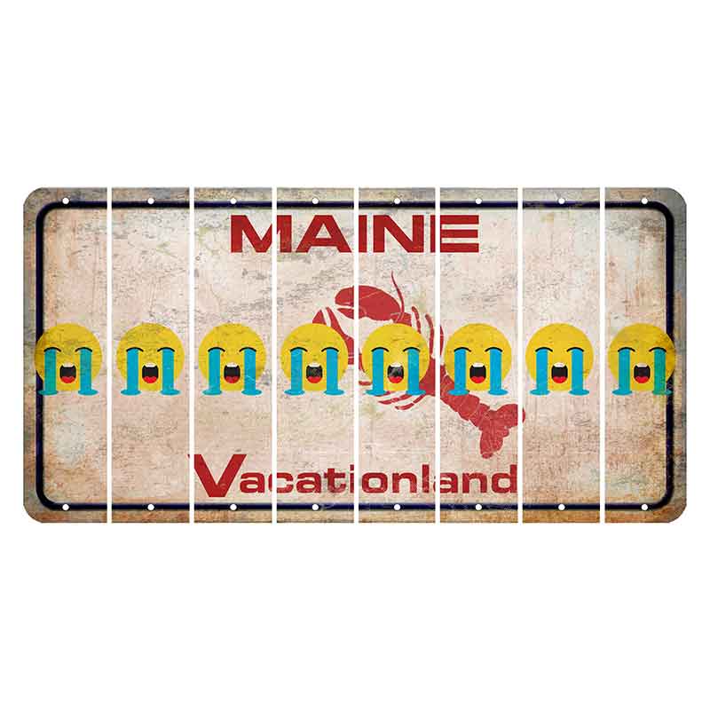 Maine Lobster Vacationland Cut License Plate Strips (Set of 8) Emoji - Crying