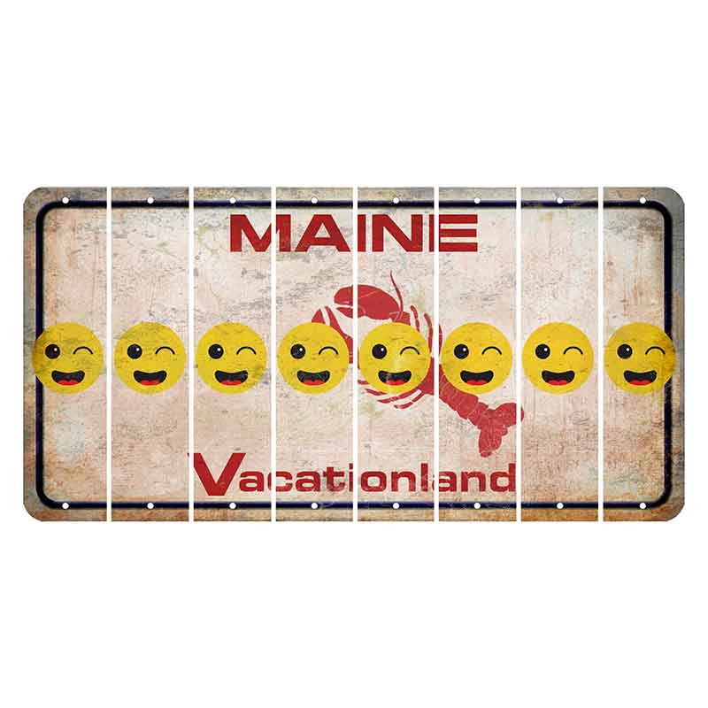 Maine Lobster Vacationland Cut License Plate Strips (Set of 8) Emoji - Winking