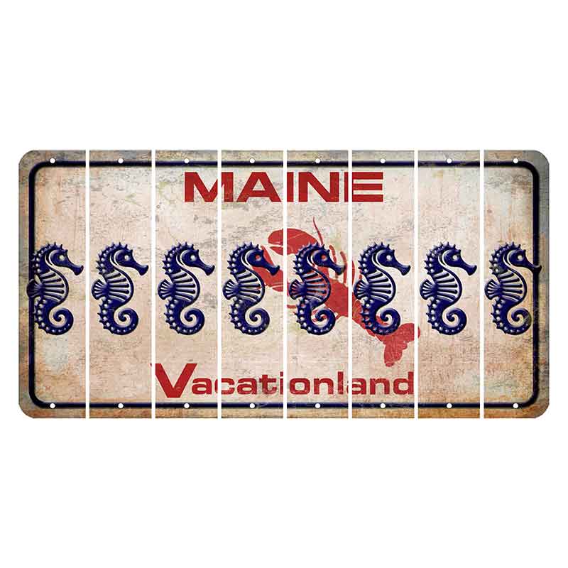 Maine Lobster Vacationland Cut License Plate Strips (Set of 8) Seahorse