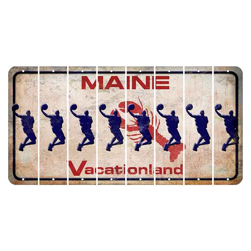 Maine Lobster Vacationland Cut License Plate Strips (Set of 8) Basketball Player