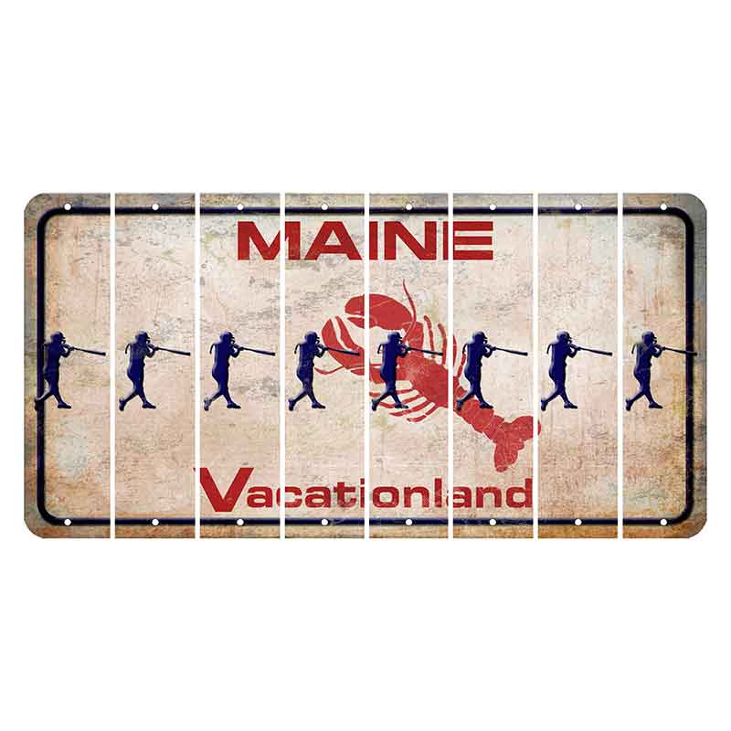 Maine Lobster Vacationland Cut License Plate Strips (Set of 8) Softball Batter