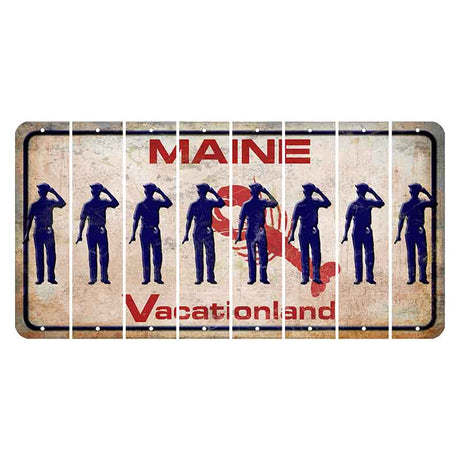 Maine Lobster Vacationland Cut License Plate Strips (Set of 8) Police Officer