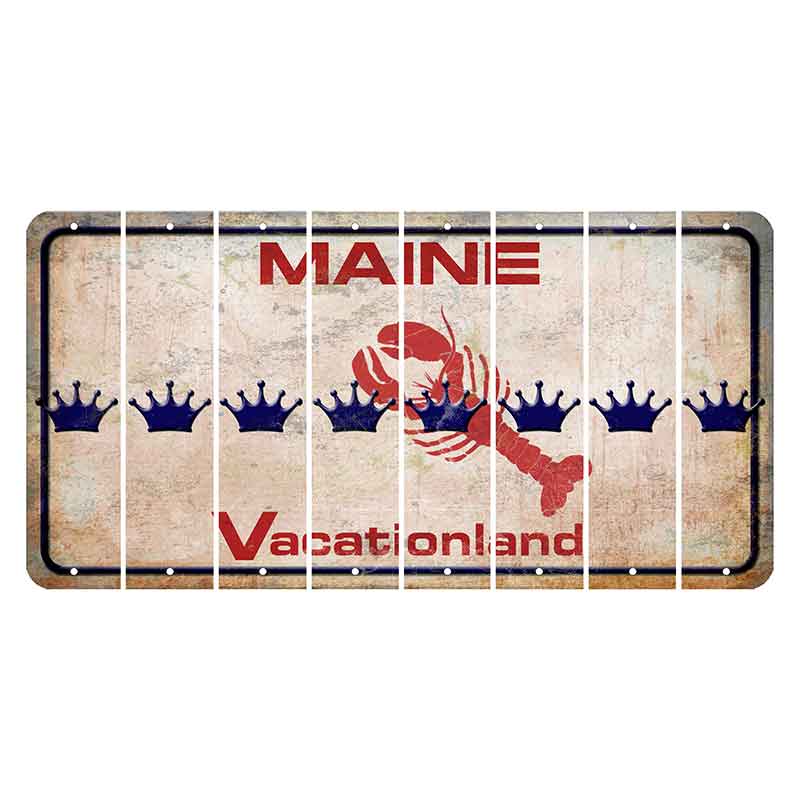 Maine Lobster Vacationland Cut License Plate Strips (Set of 8) Crown