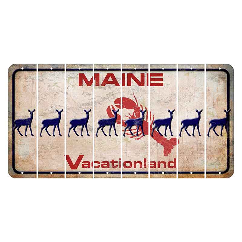 Maine Lobster Vacationland Cut License Plate Strips (Set of 8) Doe