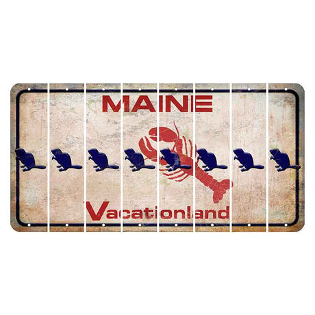 Maine Lobster Vacationland Cut License Plate Strips (Set of 8) Beaver