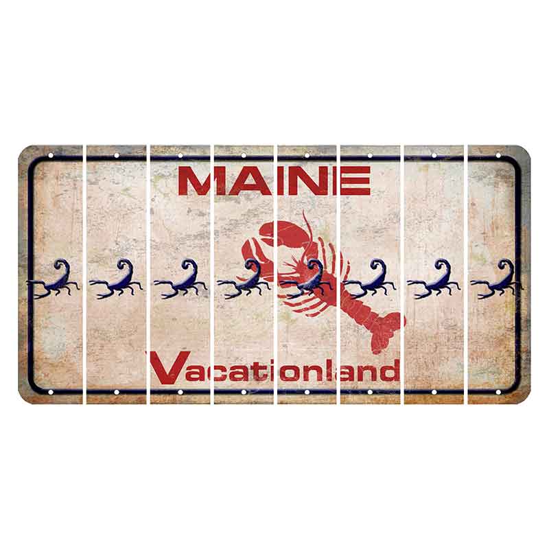 Maine Lobster Vacationland Cut License Plate Strips (Set of 8) Scorpion