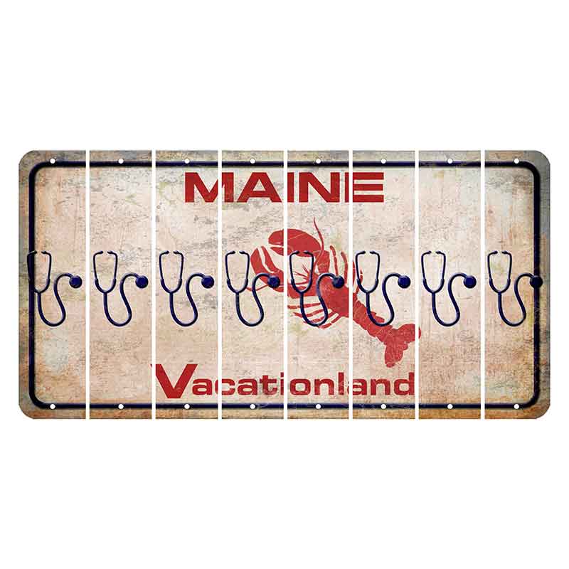 Maine Lobster Vacationland Cut License Plate Strips (Set of 8) Stethoscope