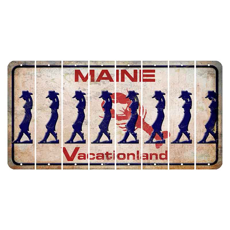 Maine Lobster Vacationland Cut License Plate Strips (Set of 8) Cowgirl - Leaning