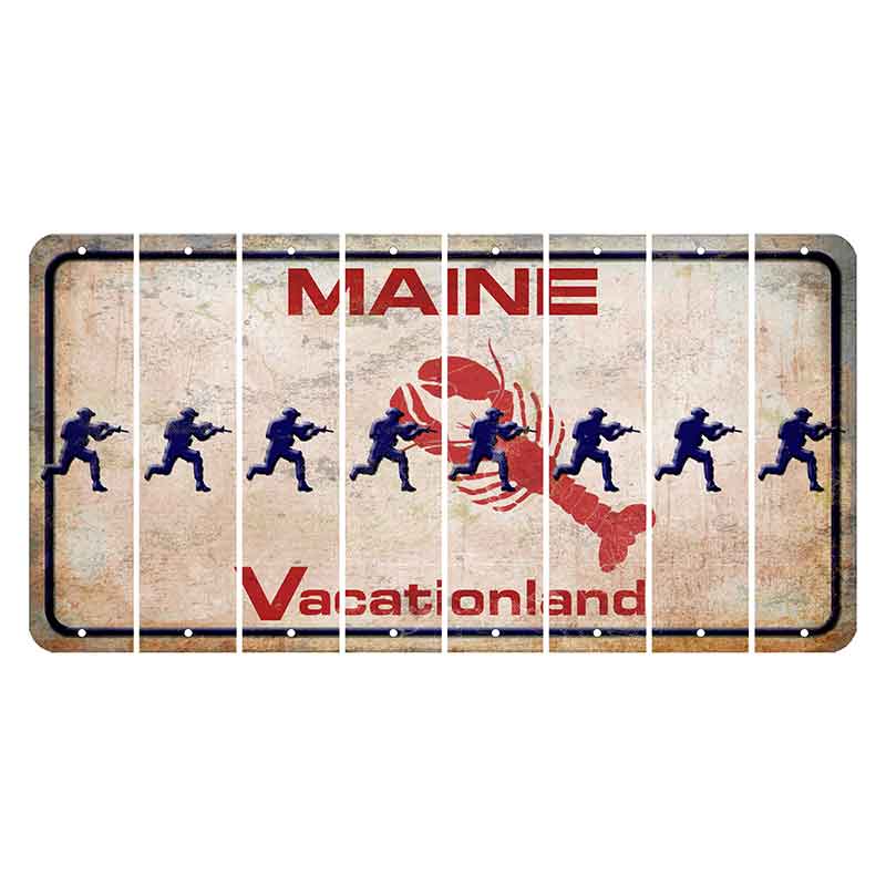 Maine Lobster Vacationland Cut License Plate Strips (Set of 8) Soldier - Running