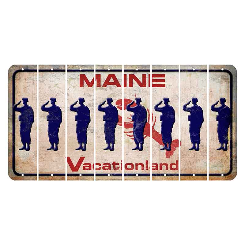 Maine Lobster Vacationland Cut License Plate Strips (Set of 8) Soldier - Saluting