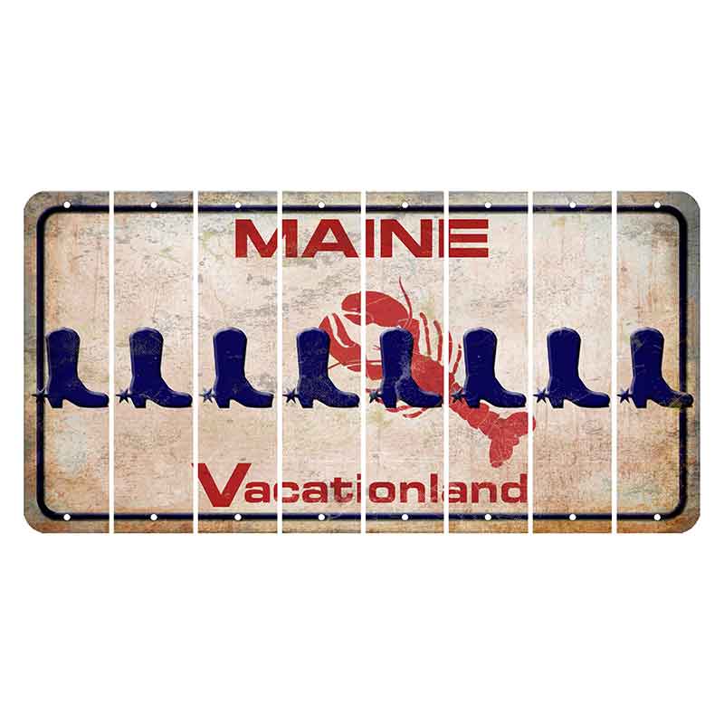 Maine Lobster Vacationland Cut License Plate Strips (Set of 8) Cowboy Boot