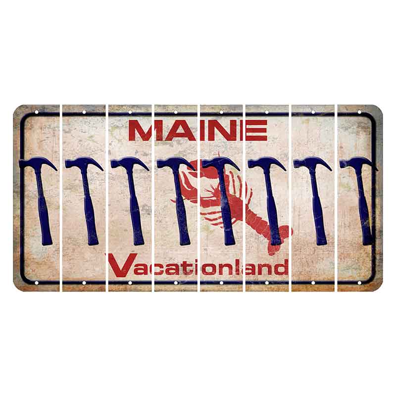 Maine Lobster Vacationland Cut License Plate Strips (Set of 8) Hammer