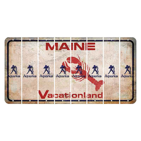 Maine Lobster Vacationland Cut License Plate Strips (Set of 8) Zodiac Sign - Aquarius