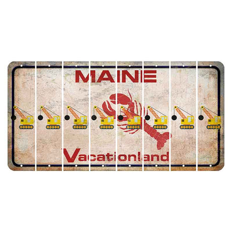 Maine Lobster Vacationland Cut License Plate Strips (Set of 8) Wrecking Ball Crane