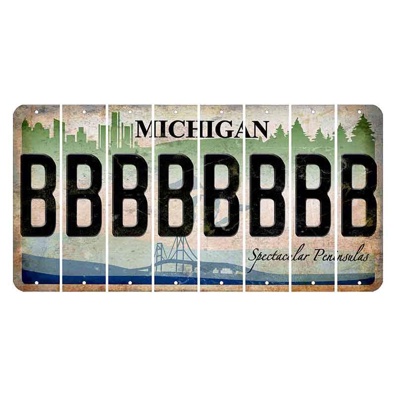 Michigan Spectacular Peninsulas Cut License Plate Strips (Set of 8) B