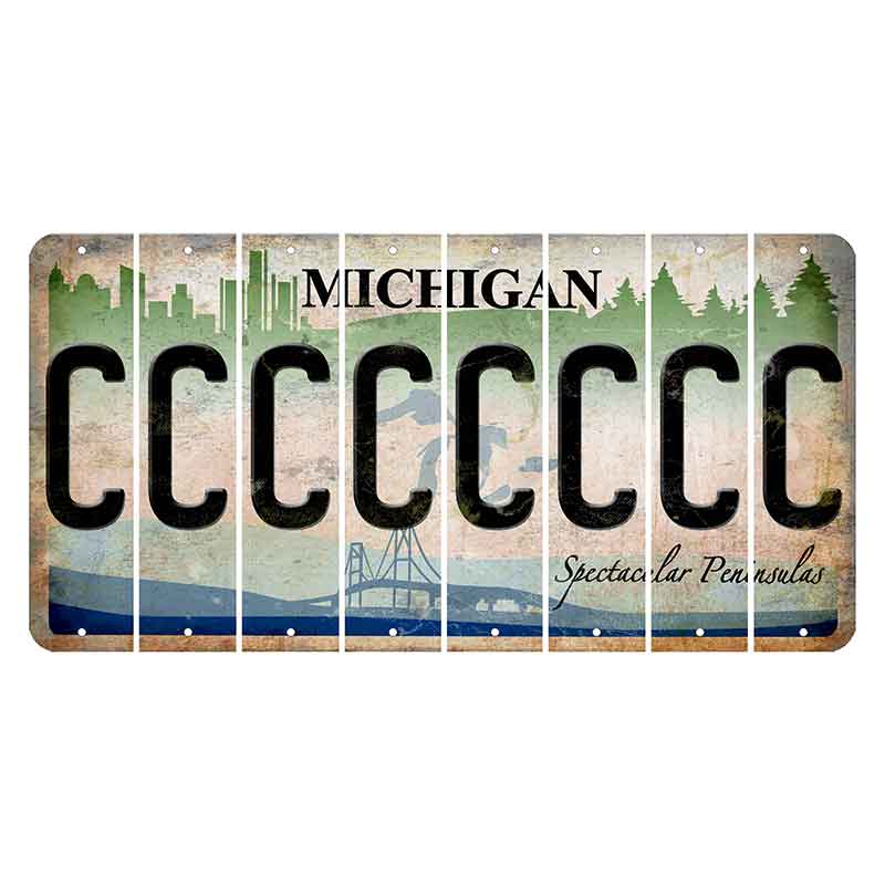 Michigan Spectacular Peninsulas Cut License Plate Strips (Set of 8) C