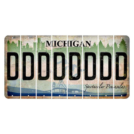 Michigan Spectacular Peninsulas Cut License Plate Strips (Set of 8) D