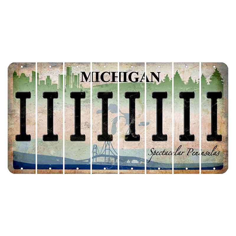 Michigan Spectacular Peninsulas Cut License Plate Strips (Set of 8) I