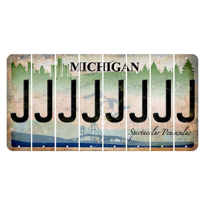 Michigan Spectacular Peninsulas Cut License Plate Strips (Set of 8) J